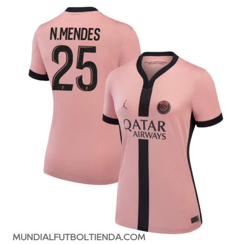 Camiseta Paris Saint-Germain Nuno Mendes #25 Tercera Equipación Replica 2024-25 para mujer mangas cortas